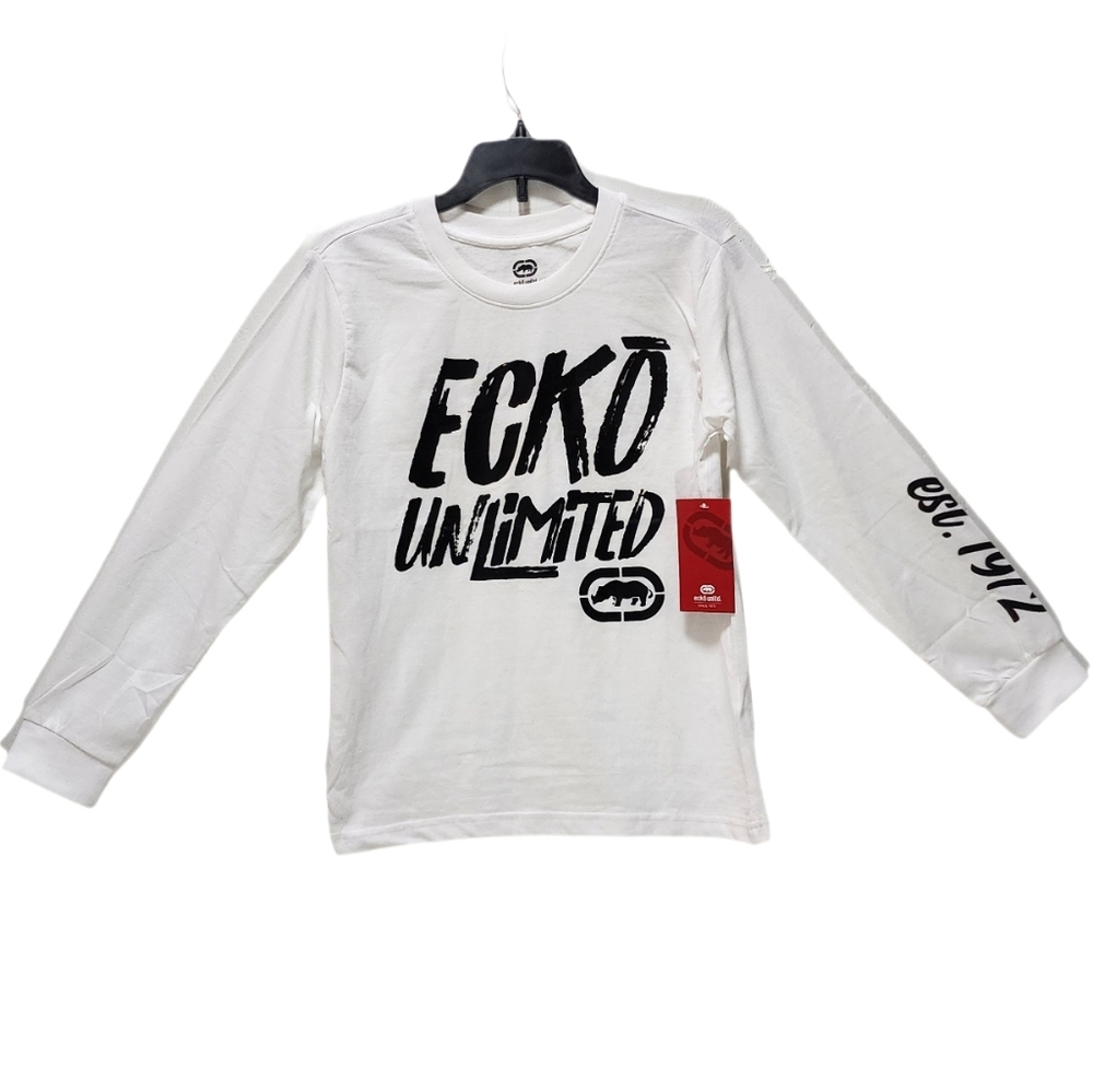 Ecko Unltd Big Boys Long Sleeve Graphic T-shirt Logo Rhino Color White 10-12